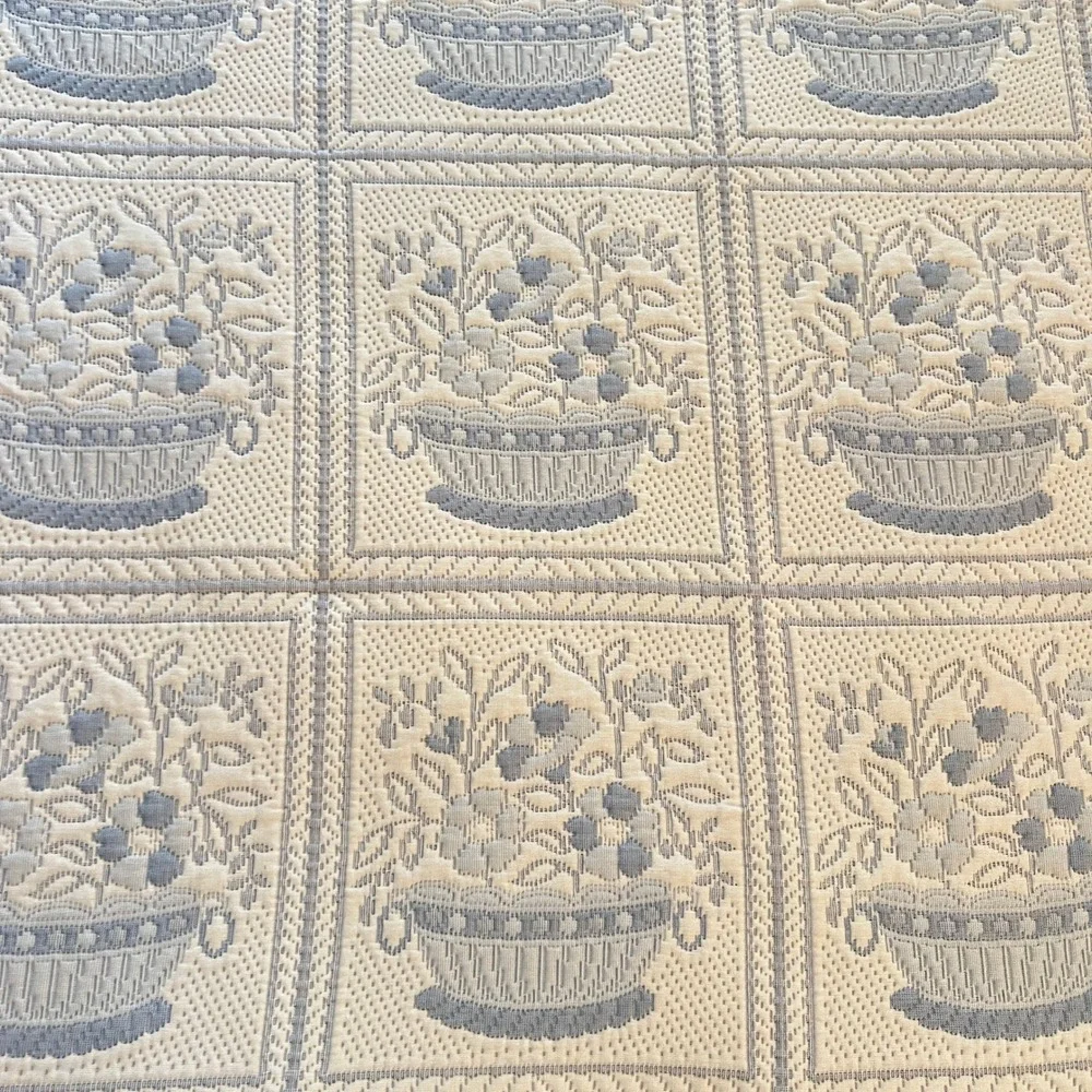 Vtg. Revert Spain Blue White Basket Matelassé Bedspread Queen Coverlet 104x90